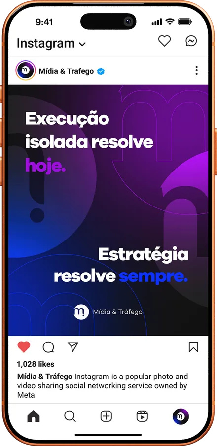 Post da Midia & Tráfego no Instagram: Execução isolada resolve hoje, estratégia resolve sempre