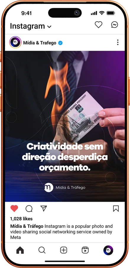 Post da Midia & Tráfego no Instagram: Criatividade sem direção desperdiça orçamento